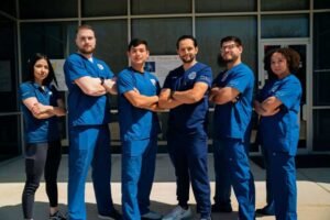 The chiropractic care team at ZENITH Injury Relief & Wellness Clinic standing together in uniform